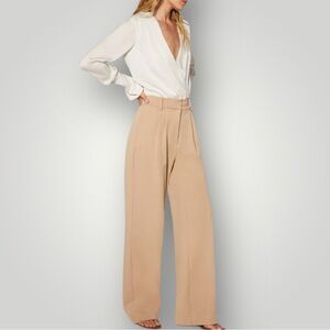 New Favorite Daughter The Favorite Pant 12P Beige Tan High Waist Pleated Pants